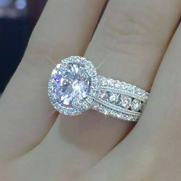 Women Men Aquamarine 925 Silver Ring 1ct Wedding Engagement Ring Size 6-10 